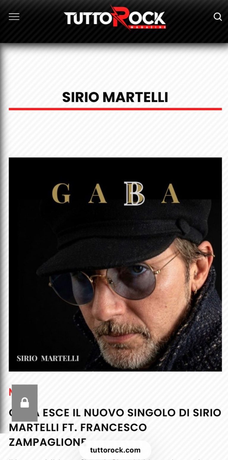 Screenshot dell'articolo di TuttoRock con la cover del singolo GABA-